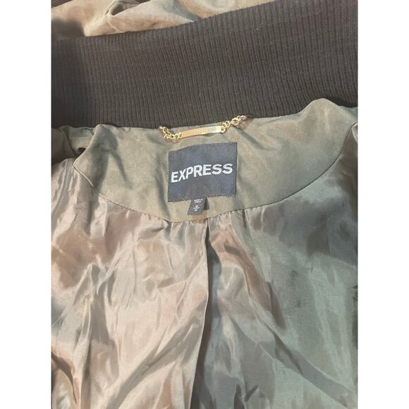 Express Olive Green Down Filled Jacket - Size Medium - Picture 4 of 9